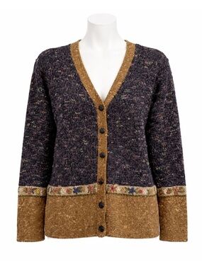 Size M Graffiti Women’s Wool Blend‎ Floral Knit Cardigan Grandpa Grandma Cozy